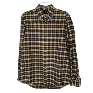 Polo Ralph Lauren Size Medium Gray Blue Flannel Look Button Down Flannel…